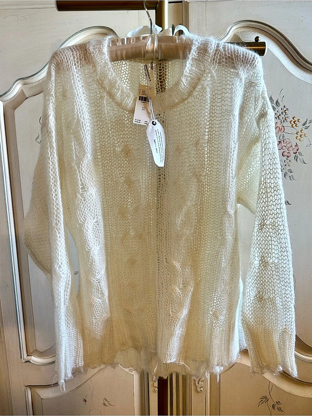 NWT Anthropologie Open Knit Wool Blend Sweater. Made in Italy. XS
